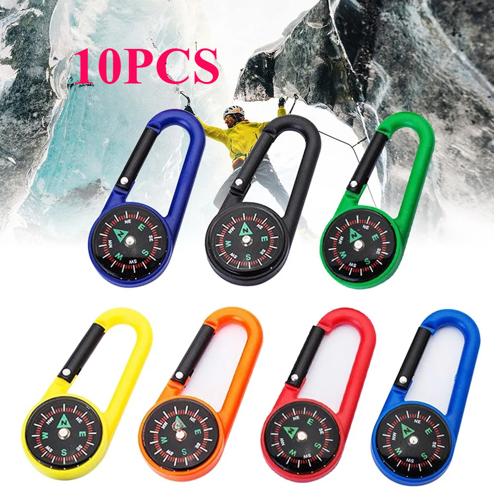 Compass Keychain Mini - Outdoor Compass Carabiner Mini Camping Keychain
