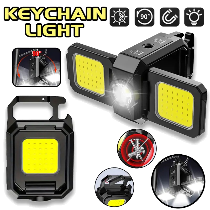 Keychain Flashlight - USB Rechargeable LED COB Work Lights