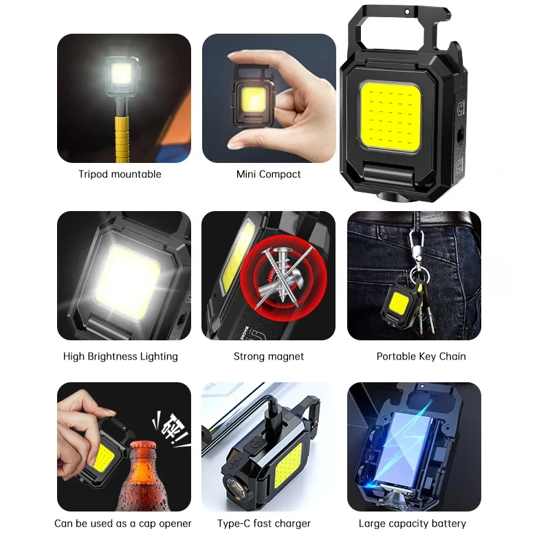 USB Rechargeable LED COB Work  – Keychain Flashlight Bewertung und Preis